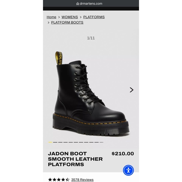 Dr. Martens “Jadon” Smooth Leather Platform Boots - Black - Picture 7 of 9